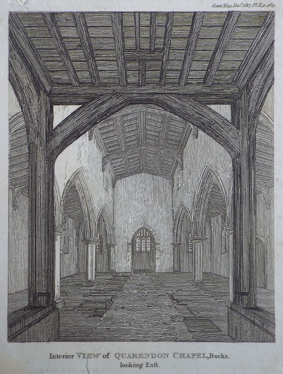 Print - Interior View of Quarendon Chapel, Bucks. looking East.
